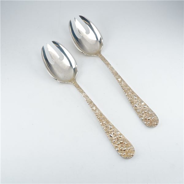 2pc Kirk Stieff Sterling Silver Ice Cream Forks, Stieff Rose