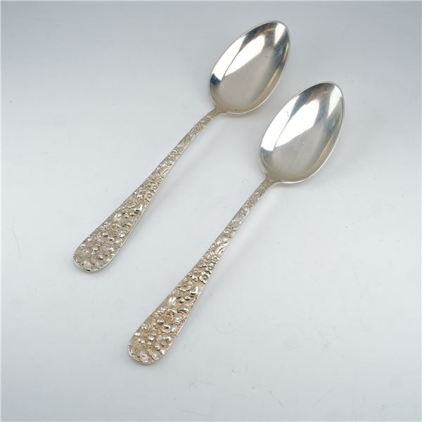 2pc Kirk Stieff Sterling Silver Teaspoons, Stieff Rose