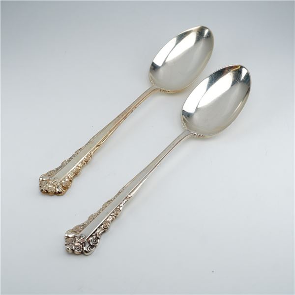 2pc Lunt Sterling Silver Oval Soup Spoons, Belle Meade
