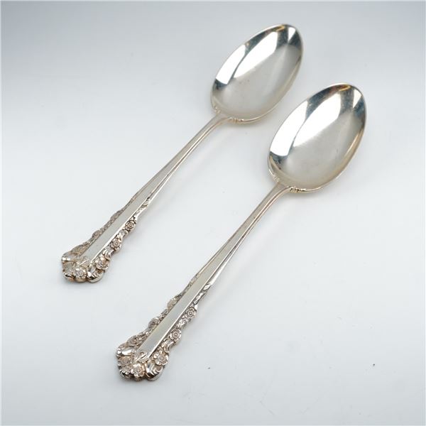 2pc Lunt Sterling Silver Oval Soup Spoons, Belle Meade