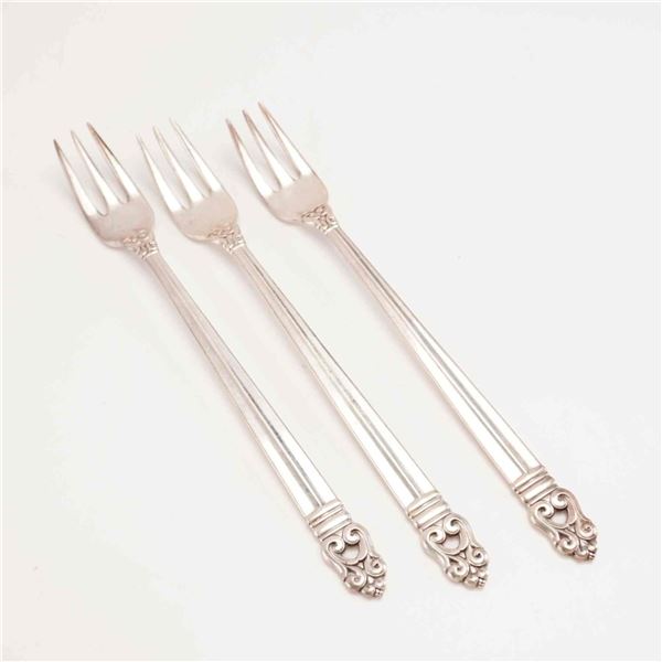 3pc International Sterling Cocktail Forks, Royal Danish