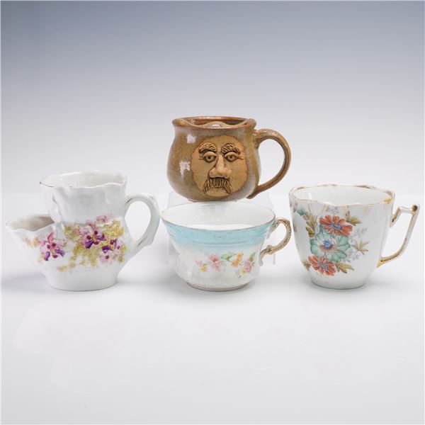 4pc Assorted Antique Moustache Cups and Shaving Cup