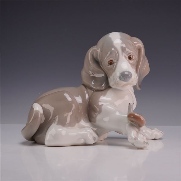 Lladro Porcelain Figurine, Dog and Snail, 1139
