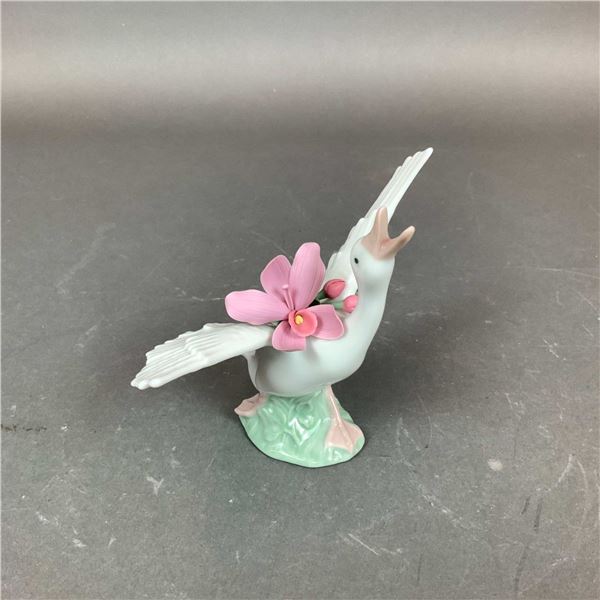 Lladro Porcelain Figurine, Running Duck With Pink Orchid 1008493