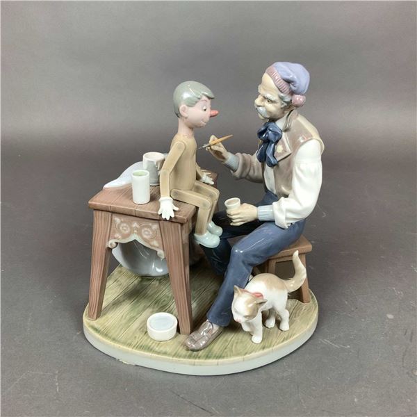 Lladro Glazed Porcelain Figurine, The Puppet Painter 01005396