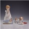 Image 1 : 2pc Lladro and NAO Porcelain Figurines, Angel with Child and Puppy with Stocking