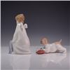 Image 2 : 2pc Lladro and NAO Porcelain Figurines, Angel with Child and Puppy with Stocking