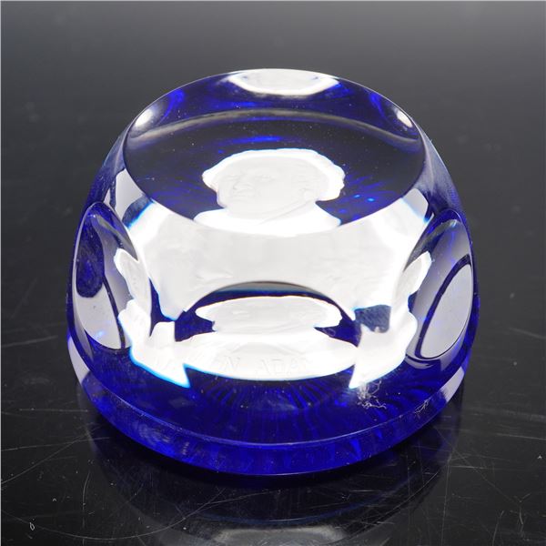 Franklin Mint Cameos in Crystal Bicentennial Paperweight, John Adams