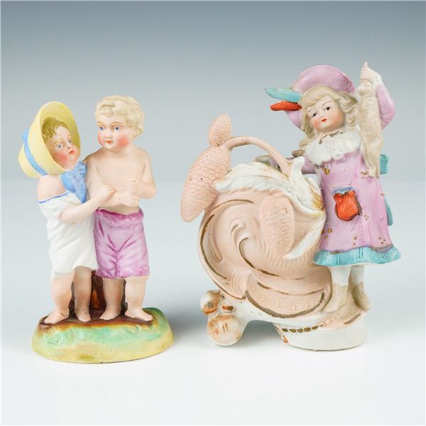2pc Antique German Bisque Figurines, Children