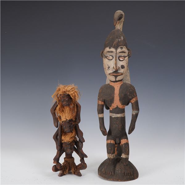 2pc Tribal Carved Wooden Figures