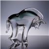 Image 1 : Murano-Style Hand-Blown Sommerso Art Glass Bull Sculpture