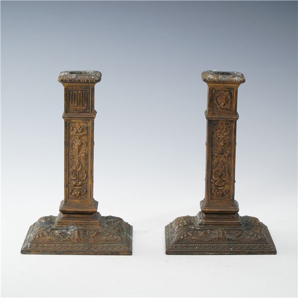 2pc Ornate Brass Candlestick Holders- Attributed to St. Louis VP Ball