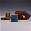 Image 3 : 4pc Decorative Desk Set, Brass Balance Scale, Paperweights, and Hourglass