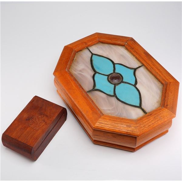 Two Wooden Lidded Boxes