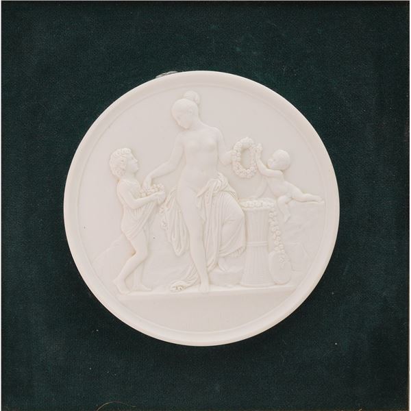 B&G Bisque Plaque, Spring, Framed