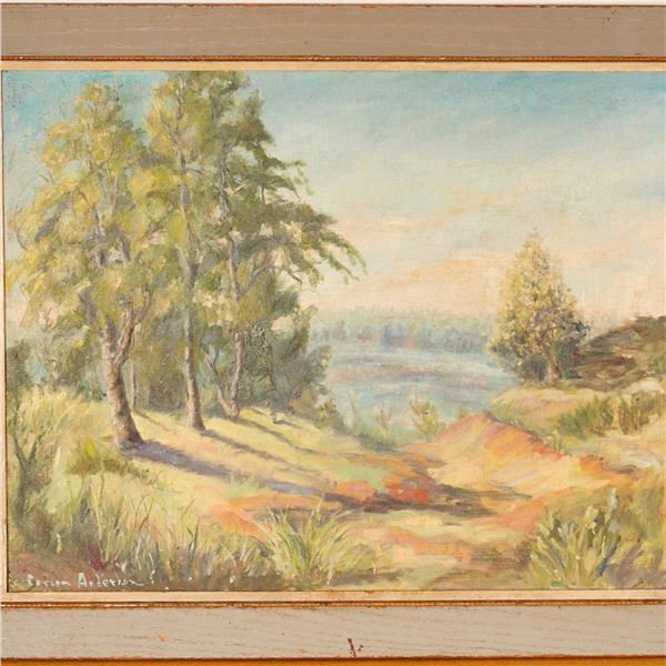 Carson Anderson, Oil on Canvas Painting, Lakeside Landscape, Signed