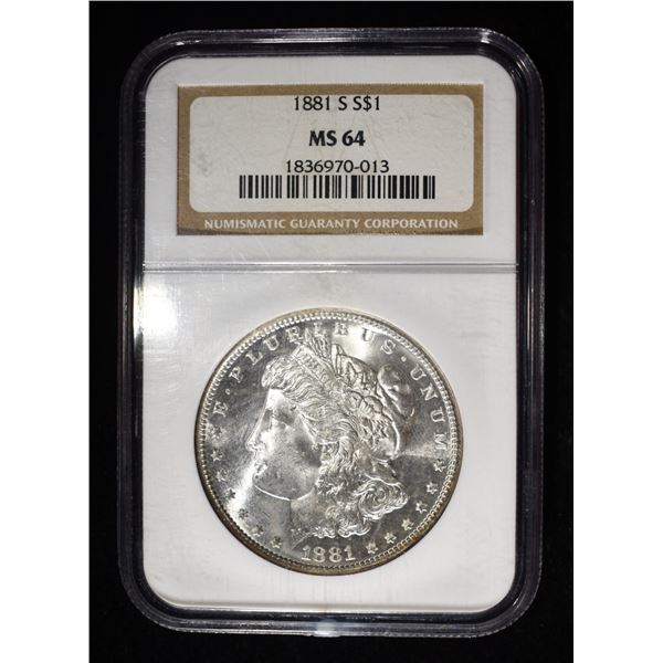 1881-S MORGAN DOLLAR NGC MS64