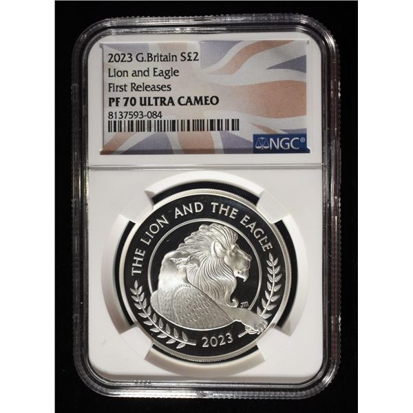 2023 G. BRITAIN LION AND EAGLE NGC PF70 UCAM