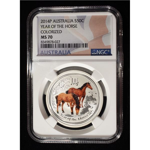 2014-P AUSTRALIA 50C 1/2 OZ .999 SILVER NGC MS70