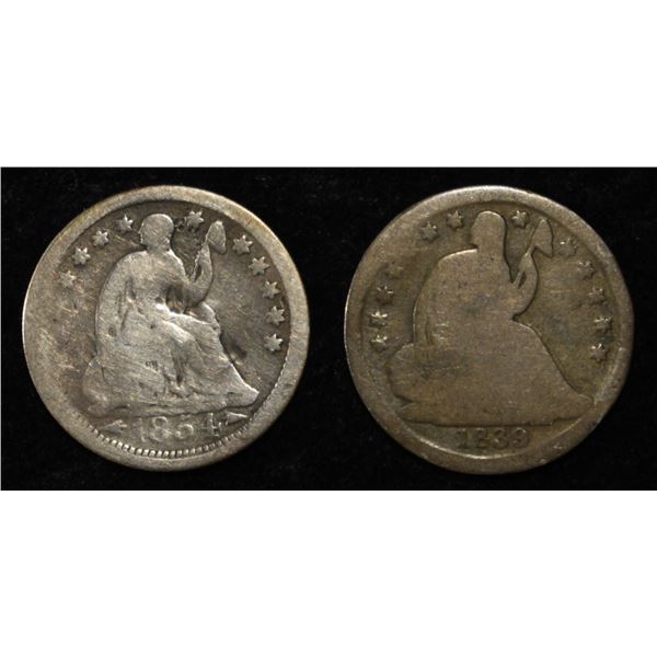 1839-O & 1854 SEATED LIBERTY HALF DIMES LOW GRADE