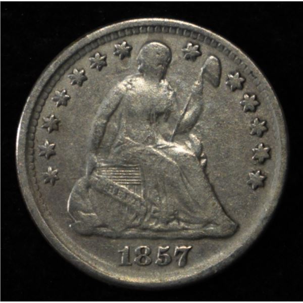 1857 SEATED LIBERTY HALF DIME FINE