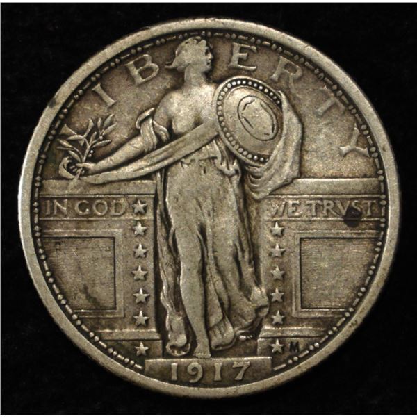 1917 TYPE 1 STANDING LIBERTY QUARTER XF