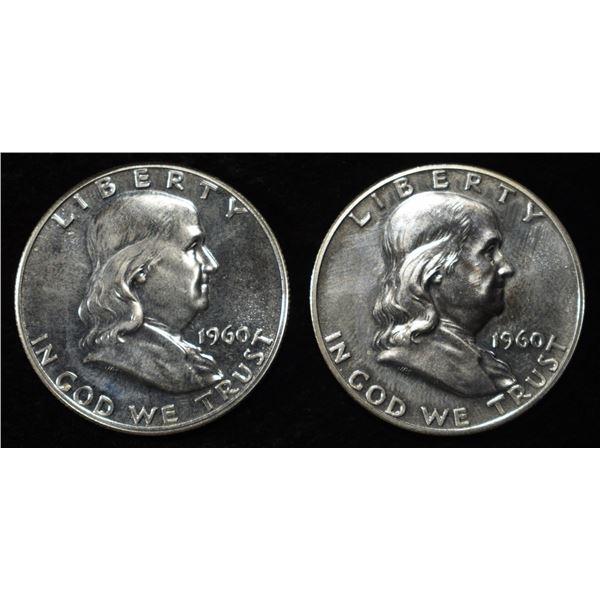 (2) 1960 90% SILVER FRANKLIN HALF DOLLARS PROOF BU