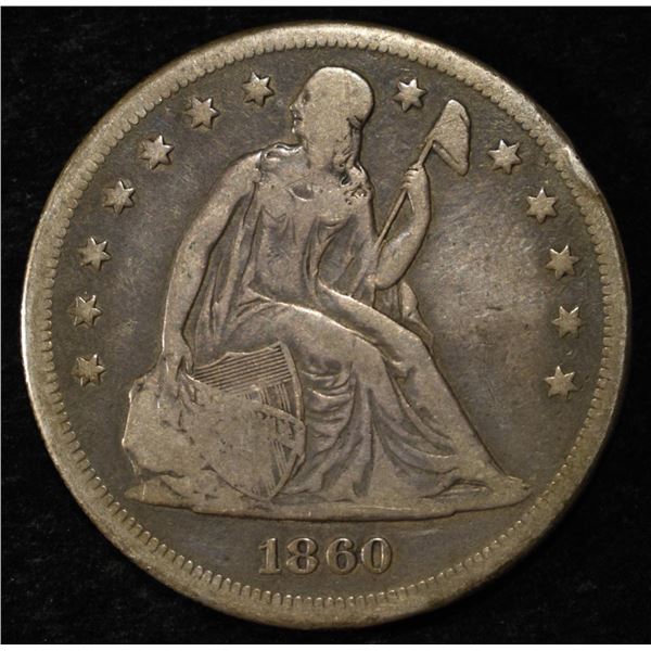 1860-O SEATED LIBERTY DOLLAR FINE