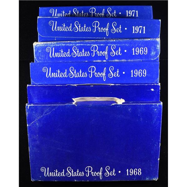 UNITED STATES PROOF SETS (2)1968, (2)1969, (2)1971
