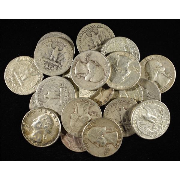 (20) 90% SILVER WASHINGTON QUARTER