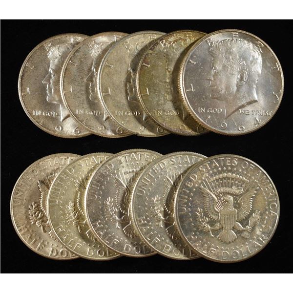 (10) 90% SILVER KENNEDY HALF DOLLARS