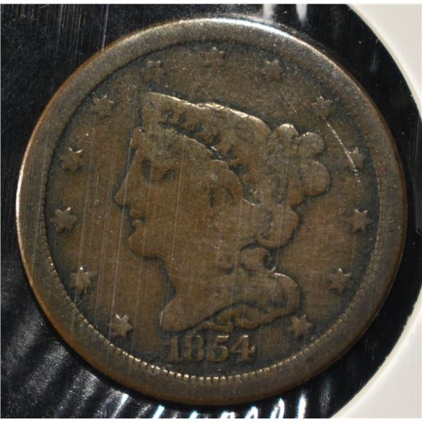1854 BRAIDED HAIR HALF CENT