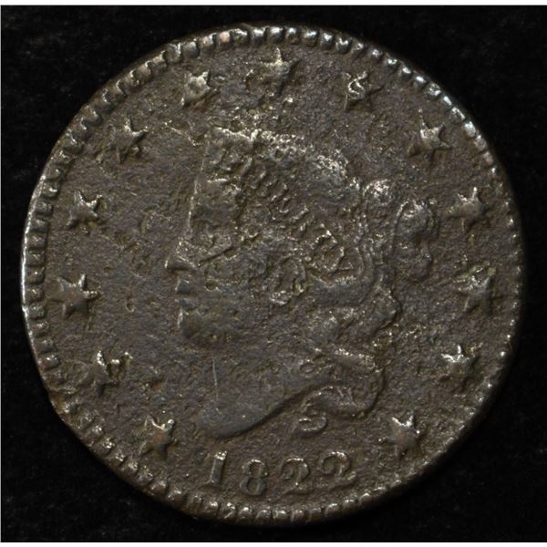 1822 CORONET HEAD CENT