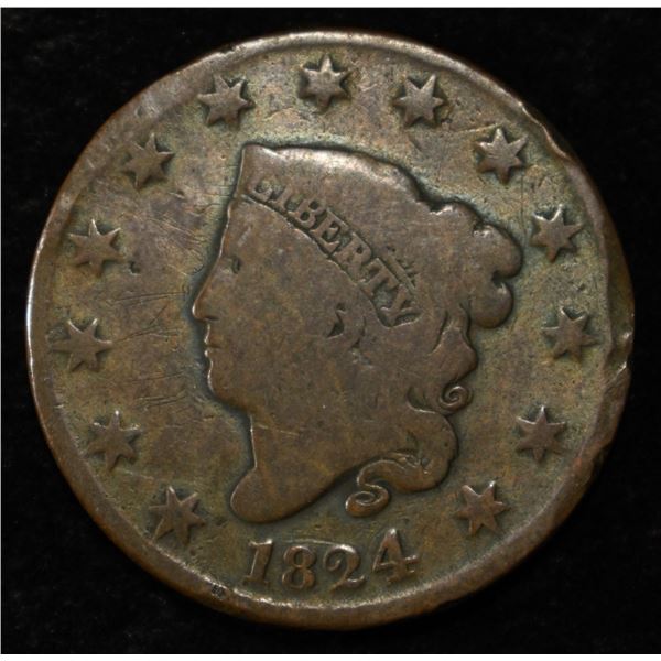 1824 CORONET HEAD CENT