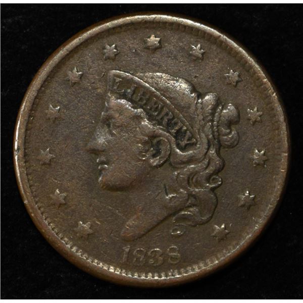 1838 CORONET HEAD CENT