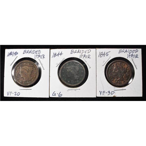 1844, 1845, & 1846 BRAIDED HAIR CENTS