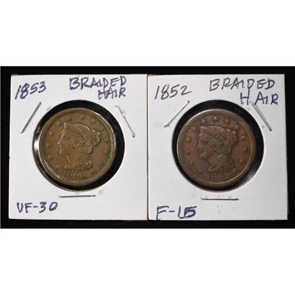 1852 & 1853 BRAIDED HAIR CENTS