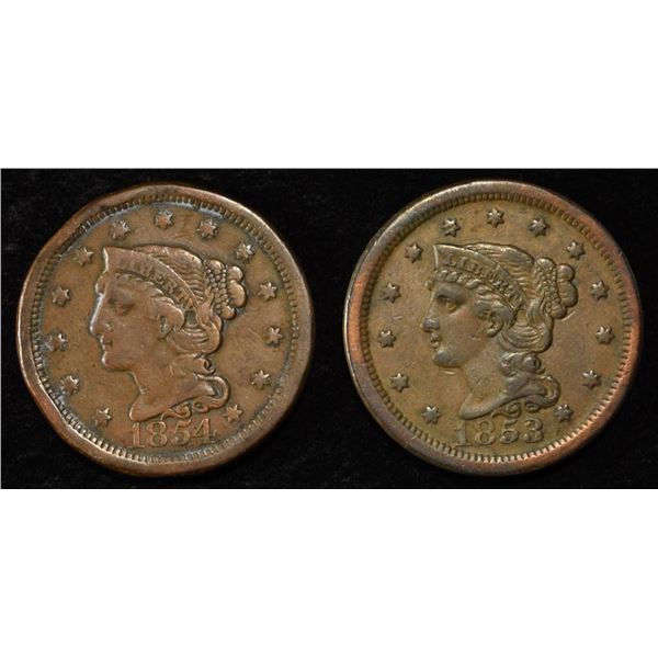 1853 & 1854 BRAIDED HAIR CENTS