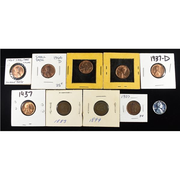 (3) INDIAN, (3) WHEAT & (4) LINCOLN CENTS
