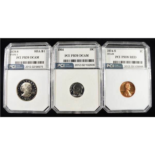 (3) MIXED GRADED COINS