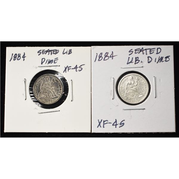 (2) 1884 SEATED LIBERTY DIMES
