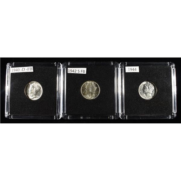 1940-D FB, 1942-S FB, & 1944 MERCURY DIMES