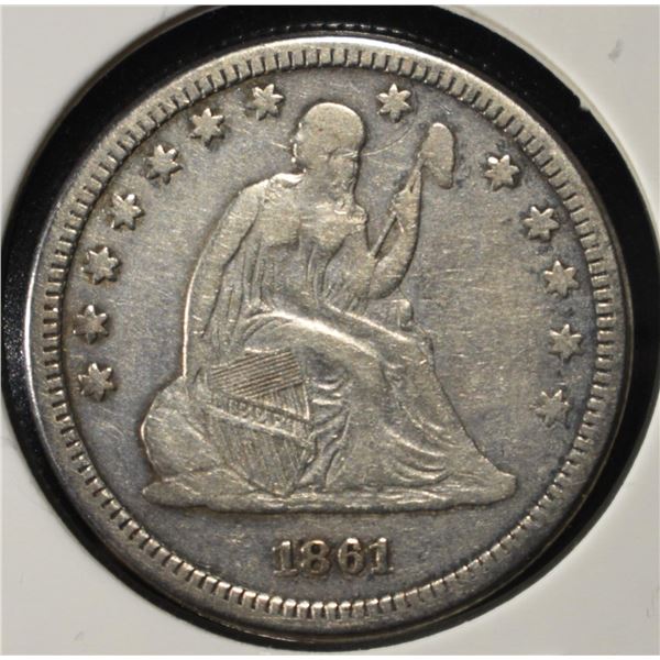 1861 LIBERTY SEATED QUARTER