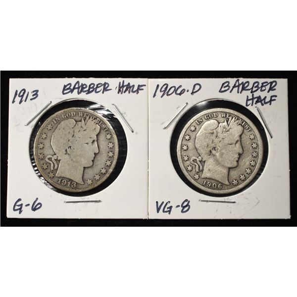 1906-D & 1913 BARBER HALF DOLLAR