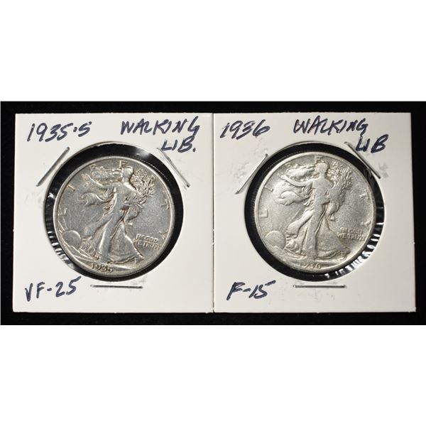 1935-S & 1936 WALKING LIBERTY HALF DOLLARS