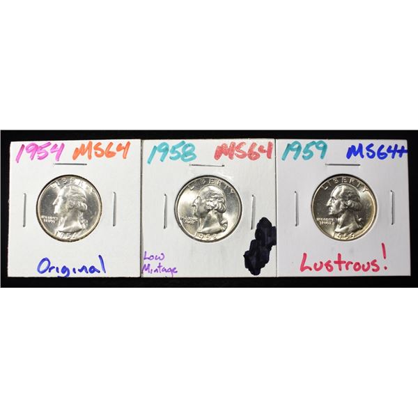 (3) 90% SILVER WASHINGTON QUARTERS