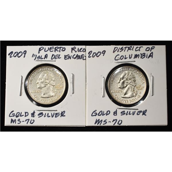 2009 P&D WASHINGTON QUARTERS WITH GOLD PLATE