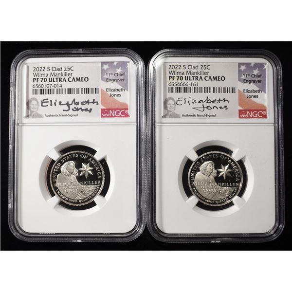 (2) 2022-S CLAD WASHINGTON QUARTERS NGC PF70