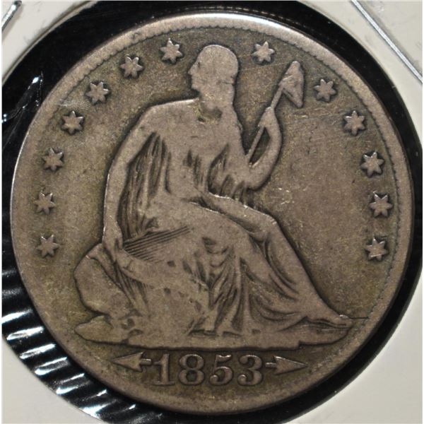 1853 SEATED LIBERTY HALF DOLLAR
