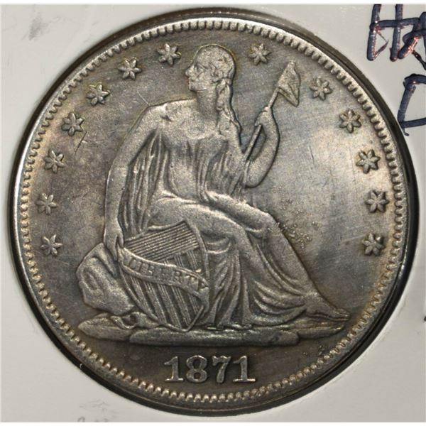 1871-CC SEATED LIBERTY HALF DOLLAR